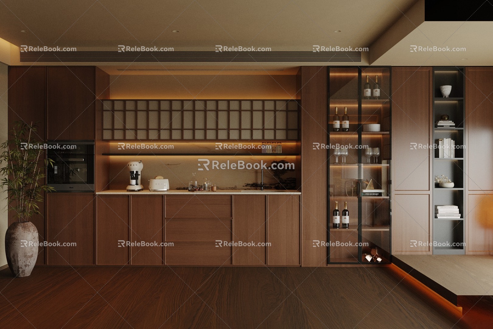 New Chinese Style Sideboard Solid Wood Sideboard Tea Cabinet Sideboard Wine Cabinet Sideboard Glass Storage Cabinet 3d model