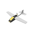 Model Airplane with Black Yellow Fuselage Wings Tail on White Background