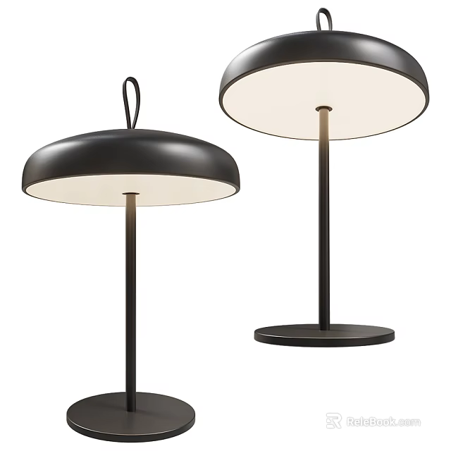 Modern Black Table Lamps With Round Shade And Stable Base Design 3d model