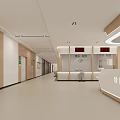 Hospital Outpatient Clinic Lobby With Guidance Desk And Exam Rooms