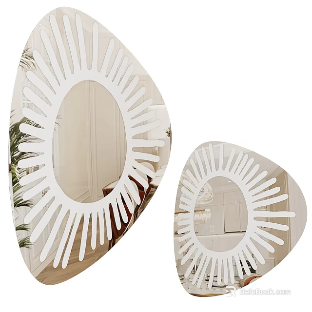 Decorative Mirror With Unique Sunburst Frame Design For Interior Wall Decoration 3d model