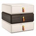 Modern Bedside Table Design With White And Dark Wood Drawers And Leather Handles