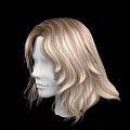 Human Head Model With Blonde Long Curly Hair And Facial Features On Black Background
