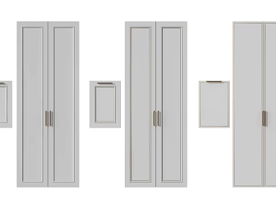 Modern Wardrobe Doors Design With Double Panel Styles And Mirrored Accents 3d model