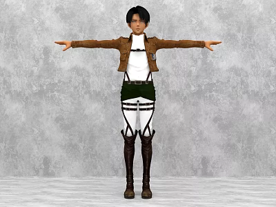 Game Movie Character With Short Hair Brown Jacket White Top Green Belt And Long Boots 3d model