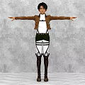 Game Movie Character With Short Hair Brown Jacket White Top Green Belt And Long Boots