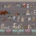 Colorful Plush Stuffed Animals Display on Multi Layer Shelves With Various Styles And Storage Baskets