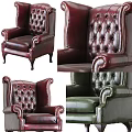Elegant Leather Accent Chair With Tufted Backrest And Classic Armrests Design