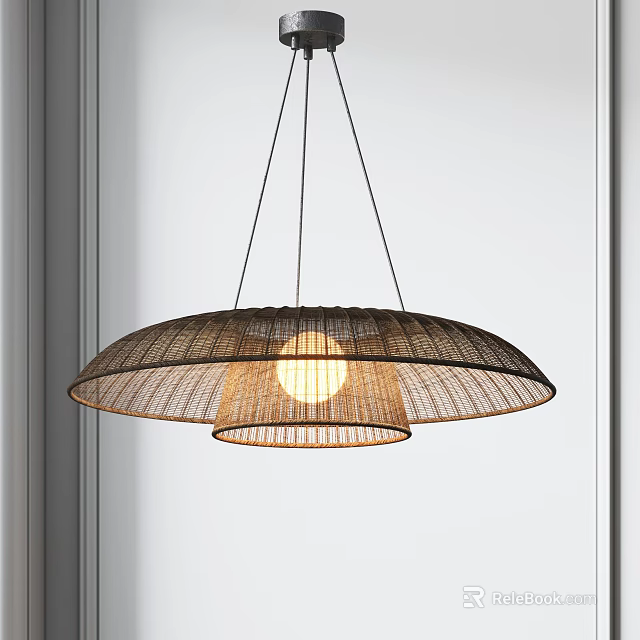 Modern Woven Pendant Light With Two Tier Design And Soft Glowing Light 3d model