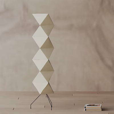 Modern Geometric Floor Lamp With Diamond Shaped Folded Panels In Neutral Tone 3d model
