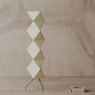 Modern Geometric Floor Lamp With Diamond Shaped Folded Panels In Neutral Tone 3d model Modern Geometric Floor Lamp With Diamond Shaped Folded Panels In Neutral Tone 3d model