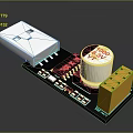 Electronic Circuit Board Module With USB Connector Capacitor And Yellow Terminal