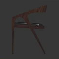 Modern Leisure Chair With Walnut Wood Frame And Blue Cushioned Seat