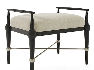 Modern Accent Stool With Black Frame Armrests Light Upholstery And Metal Accents Design 3d model