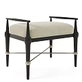 Modern Accent Stool With Black Frame Armrests Light Upholstery And Metal Accents Design
