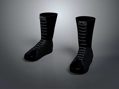 Black High Top Boots With White Laces And Classic Stylish Design 3d model