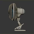 Modern Tabletop Electric Fan With Blue Blades And White Base Metal Grille