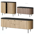 Modern Wooden TV Stand With Drawer Cabinet Design And Black Metal Legs
