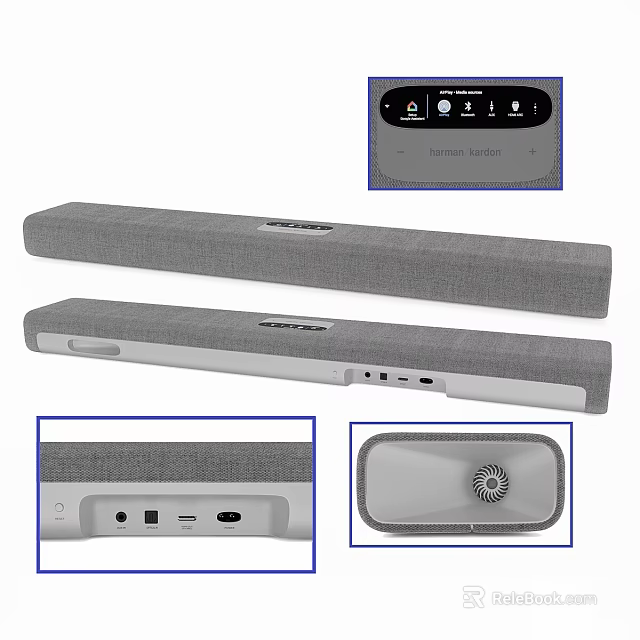 Modern Soundbar Speaker Featuring Top Panel Controls And Multiple Connectivity Interfaces 3d model