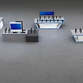 Modern Exhibition Island Design With Monitor Screens And Device Stations