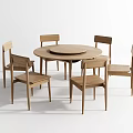 Simple Modern Wooden Dining Table Set With Round Table And Chairs Design 3d model