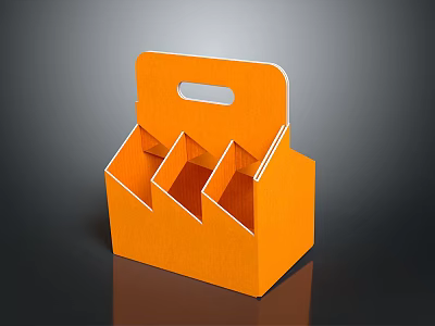 Functional Orange Paper Storage Box with Handle and Multiple Compartments for Daily Essentials 3d model