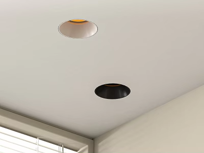White And Black Downlights And Spotlights Installed In Ceiling Of Room Interior 3d model