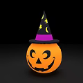 Halloween Pumpkin Lantern With Wizard Hat Stars Moon And Smiling Face Design