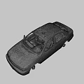 White Sedan Car With Missing Wheels And Worn Exterior Parts
