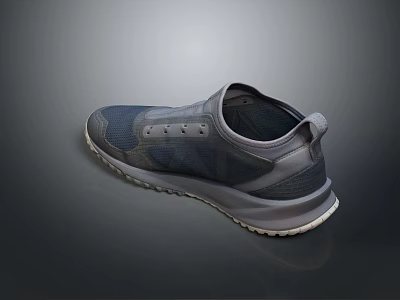 Modern Gray And Blue Casual Sports Shoes With Mesh Design And Non Slip Sole 3d model