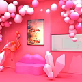 Pink Commercial Street Mobile Store with Parlsonbeauty Women Theme Flamingo Decorations and Green Grass Surroundings