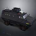 Police Armored Military Vehicle With Roof Antennas Red Blue Lights And Equipment