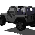 Jeep Off Road Vehicle With Open Top And Large Off Road Tires