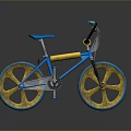 Vibrant Blue Bicycle With Yellow Wheels Handlebar And Blue Seat Design