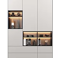 Modern Dresser With Open Shelves LED Lighting And Decorative Storage Items