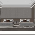 Modern Luxury Hotel Guest Room With Two Spacious Beds And Warm Elegant Interior Decoration
