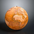 Vintage Globe With Detailed World Map Design Antique Brown Surface And Classic Stand