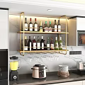 Elegant Wine Cabinet With Open Shelves Holding Wine Bottles And Hanging Glasses In Modern Kitchen