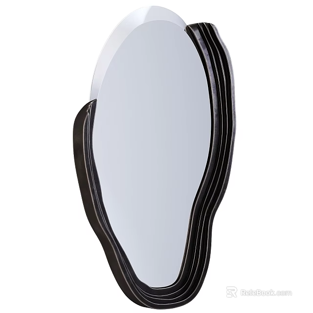 Elegant Black Framed Irregular Curved Mirror For Modern Interior Decor 3d model