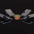 Four Outdoor Lounge Chairs With Metal Frame And Round Table Setup