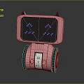 Pink Robot With Cat Ears And Pixel Face Display On Rolling Wheels 3d model