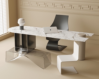 Modern desk and chair combination single chair stool 3d model