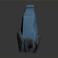 Glowing Blue Crystal Decorative Piece With Natural Stone Base And Textured Details