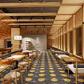 Traditional Japanese Restaurant Interior With Wooden Screens Lanterns Long Tables And Benches