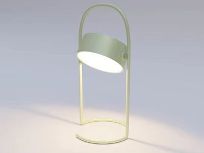 Modern Light Green Table Lamp With Curved Metal Frame And Round Illuminated Shade 3d model