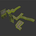 Stone Scene Components Including Wall Segments Road Pieces And Bridge Parts With Various Shapes