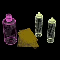 Essential Household Cleaning Supplies Yellow Red Green Spray Bottles With White Cloth