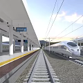 modern high-speed railway station 3d model