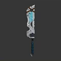 Blue Glowing Fantasy Sword With Metallic Blade And Decorative Blue Hilt Design
