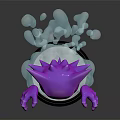 Purple Ghost Like Creature With White Smoke And Glowing Black Base 3d model